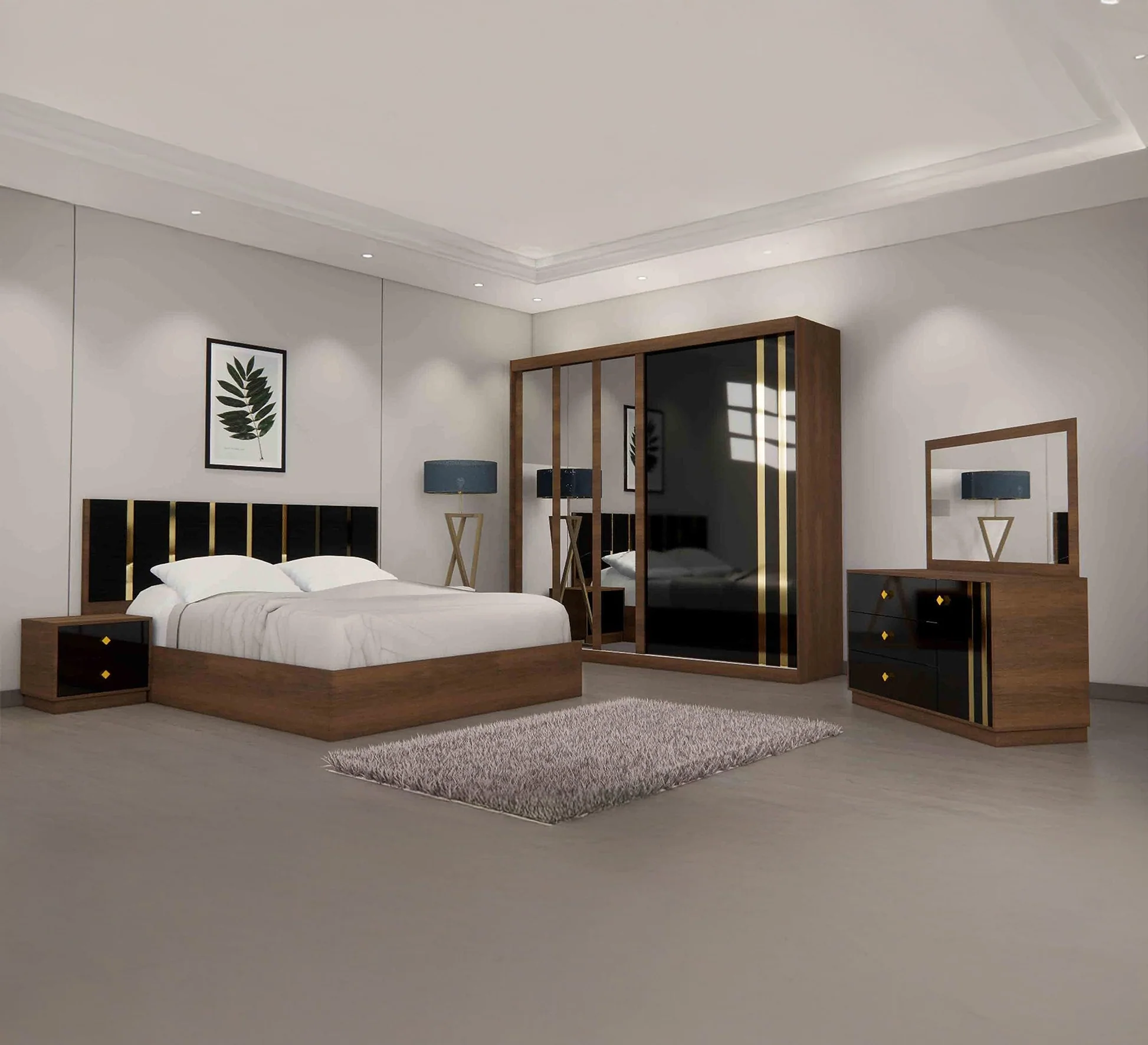 a-complete-youth-bedroom-in-brown-color-with-2-nightstands-bed-sets-vitrine-furniture-2966862 غرفة نوم نورا - الصورة 1